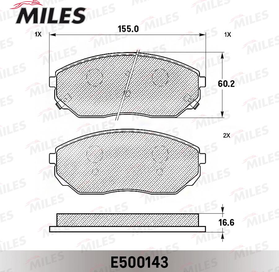 Miles E500143 - Комплект спирачно феродо, дискови спирачки vvparts.bg