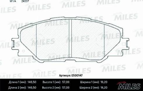 Miles E500147 - Комплект спирачно феродо, дискови спирачки vvparts.bg