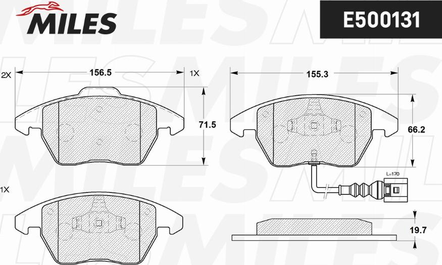 Miles E500131 - Комплект спирачно феродо, дискови спирачки vvparts.bg