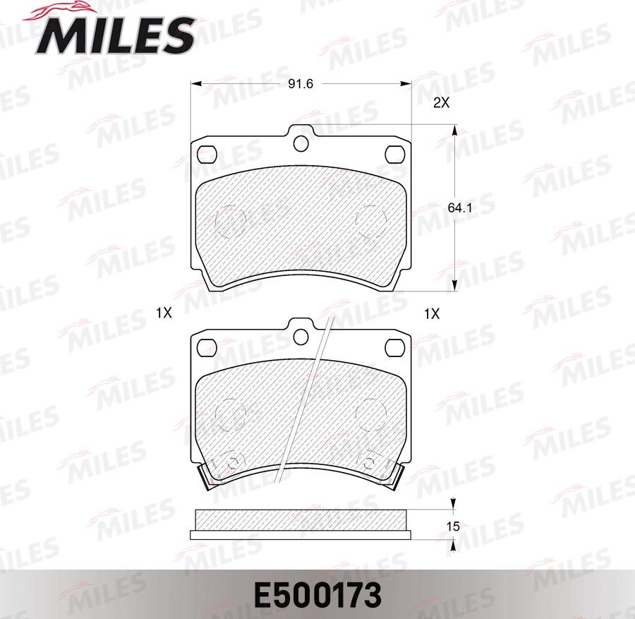 Miles E500173 - Комплект спирачно феродо, дискови спирачки vvparts.bg