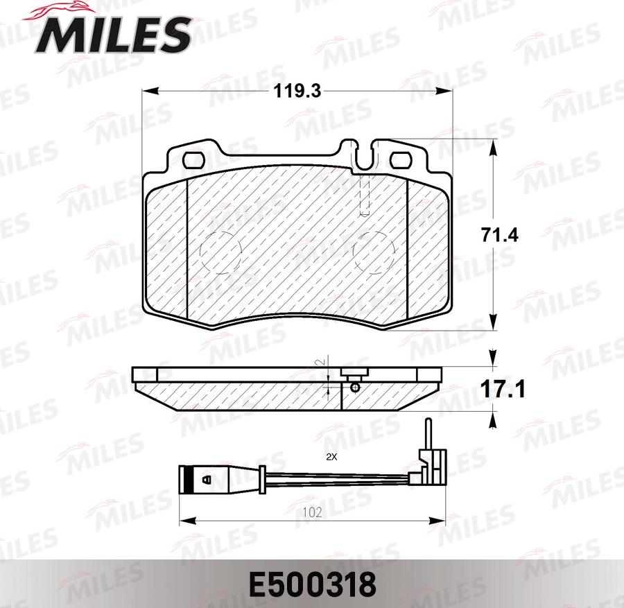 Miles E500318 - Комплект спирачно феродо, дискови спирачки vvparts.bg
