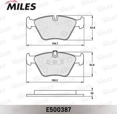 Miles E500387 - Комплект спирачно феродо, дискови спирачки vvparts.bg