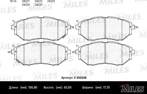 Miles E500248 - Комплект спирачно феродо, дискови спирачки vvparts.bg