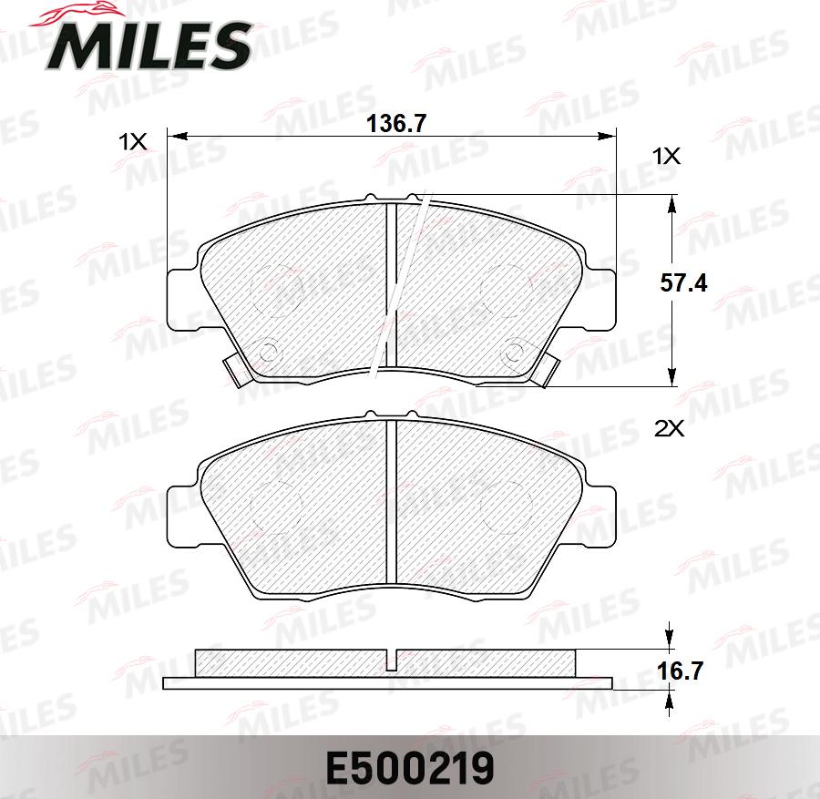 Miles E500219 - Комплект спирачно феродо, дискови спирачки vvparts.bg