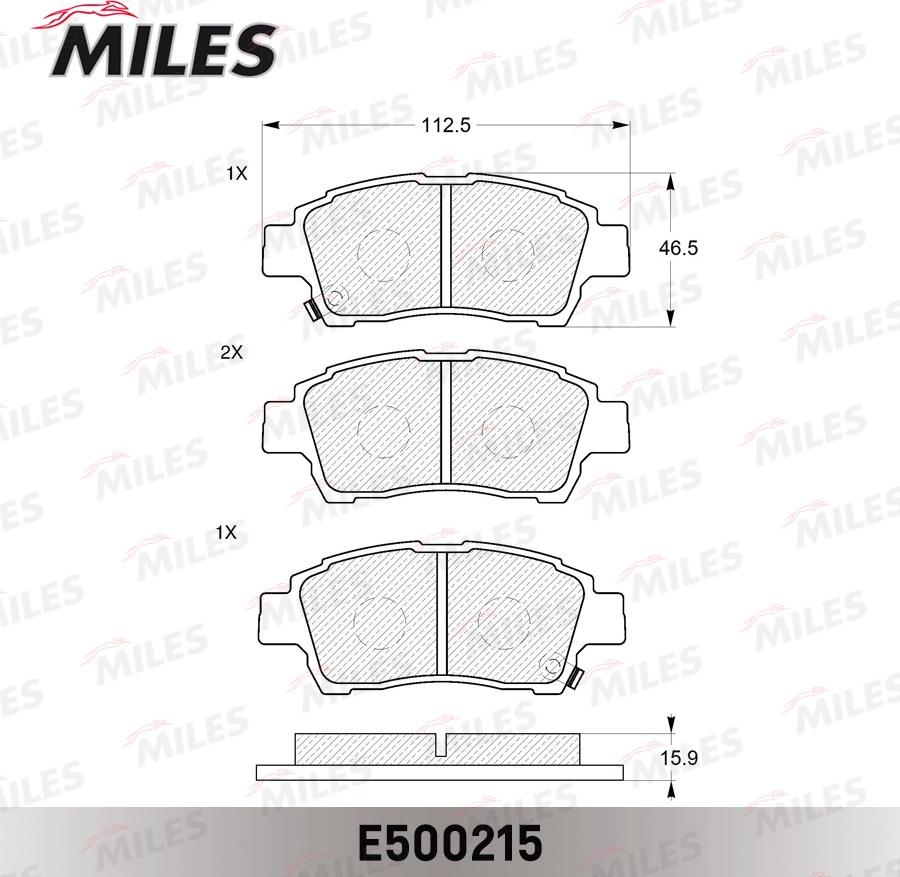 Miles E500215 - Комплект спирачно феродо, дискови спирачки vvparts.bg