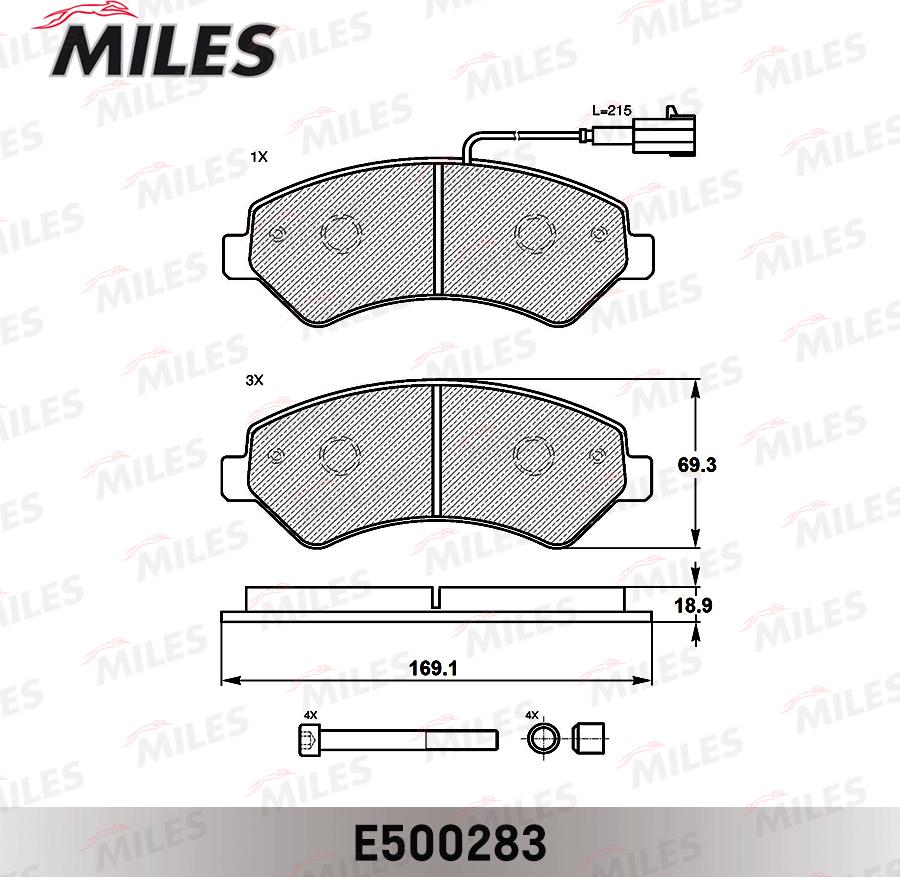 Miles E500283 - Комплект спирачно феродо, дискови спирачки vvparts.bg