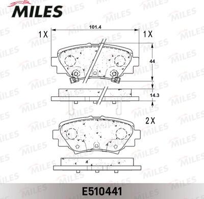 Miles E510441 - Комплект спирачно феродо, дискови спирачки vvparts.bg