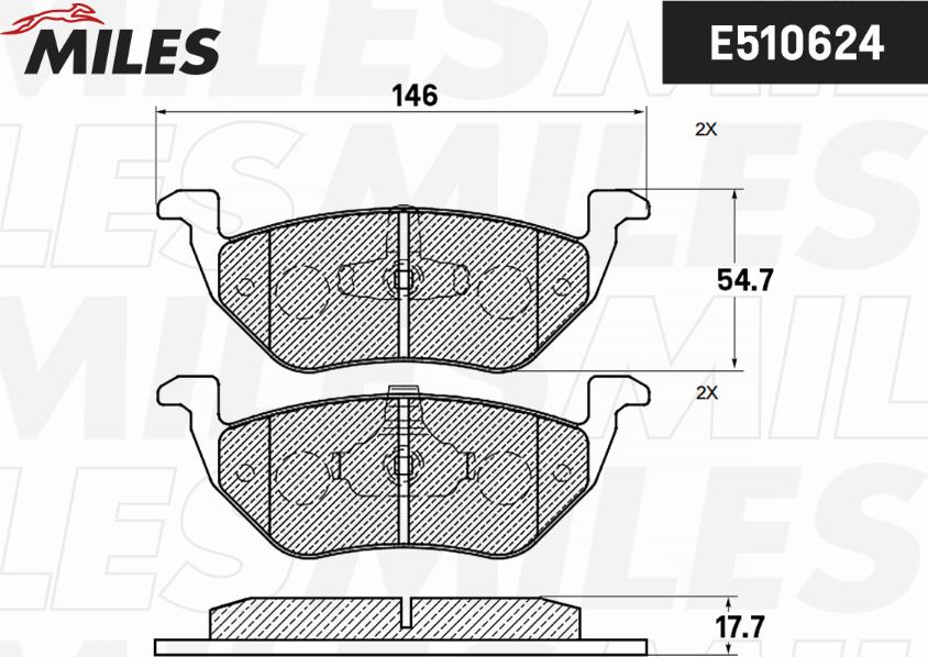 Miles E510624 - Комплект спирачно феродо, дискови спирачки vvparts.bg