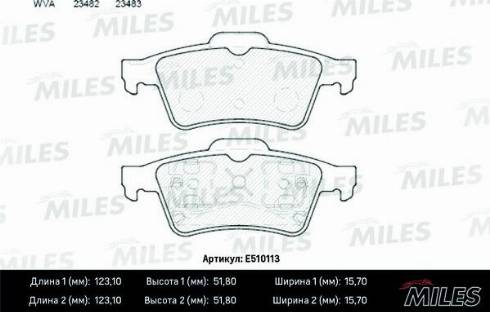 Miles E510113 - Комплект спирачно феродо, дискови спирачки vvparts.bg