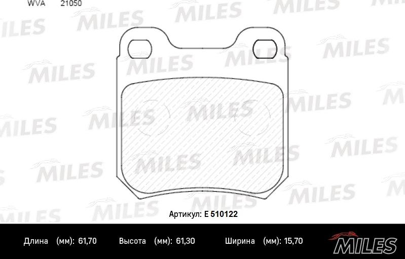 Miles E510122 - Комплект спирачно феродо, дискови спирачки vvparts.bg