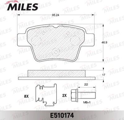 Miles E510174 - Комплект спирачно феродо, дискови спирачки vvparts.bg