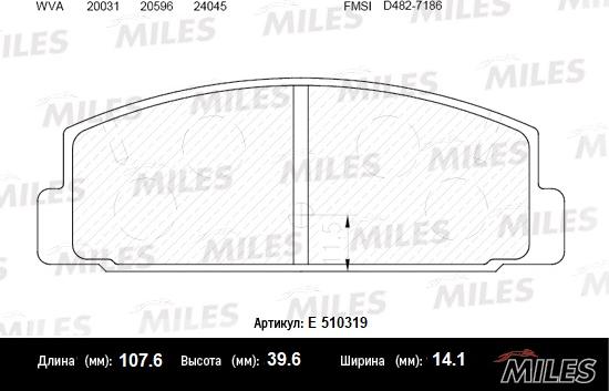 Miles E510319 - Комплект спирачно феродо, дискови спирачки vvparts.bg