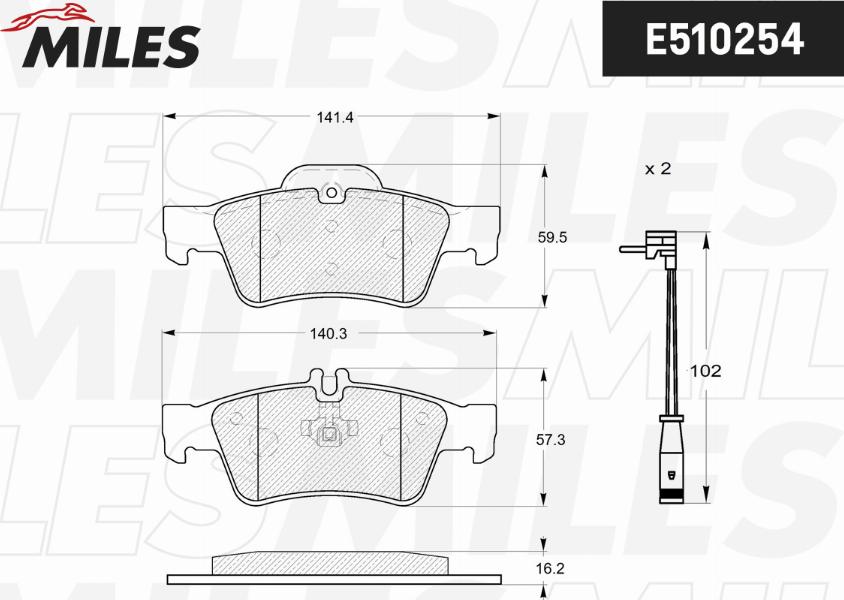 Miles E510254 - Комплект спирачно феродо, дискови спирачки vvparts.bg