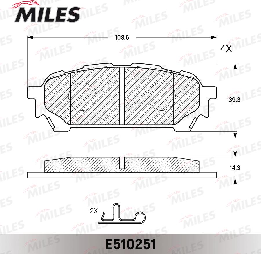 Miles E510251 - Комплект спирачно феродо, дискови спирачки vvparts.bg
