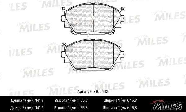 Miles E100442 - Комплект спирачно феродо, дискови спирачки vvparts.bg