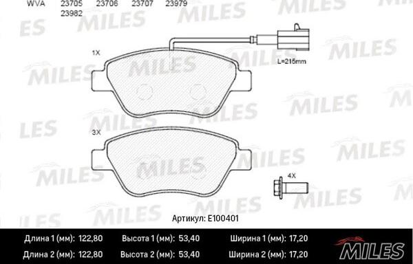 Miles E100401 - Комплект спирачно феродо, дискови спирачки vvparts.bg