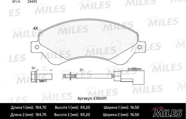 Miles E100411 - Комплект спирачно феродо, дискови спирачки vvparts.bg