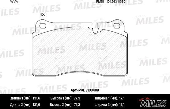 Miles E100489 - Комплект спирачно феродо, дискови спирачки vvparts.bg