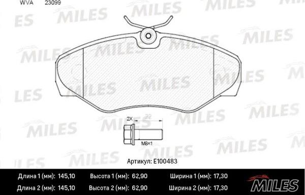 Miles E100483 - Комплект спирачно феродо, дискови спирачки vvparts.bg