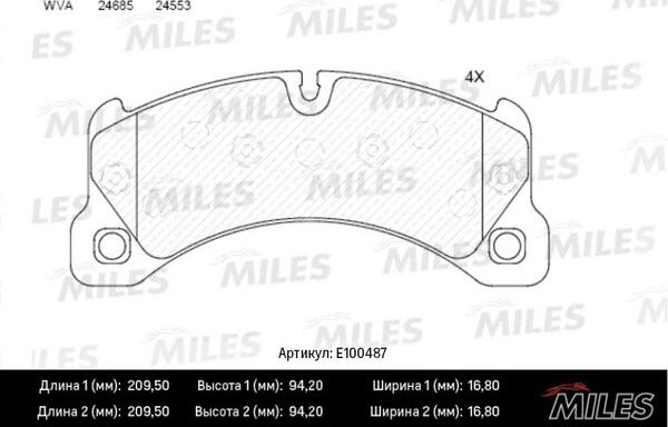 Miles E100487 - Комплект спирачно феродо, дискови спирачки vvparts.bg