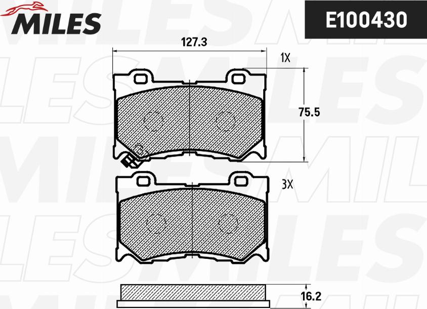 Miles E100430 - Комплект спирачно феродо, дискови спирачки vvparts.bg