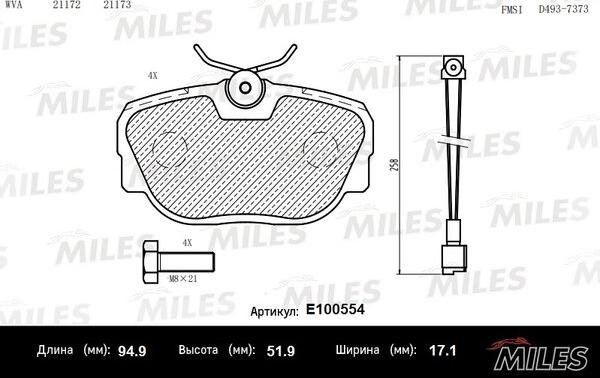 Miles E100554 - Комплект спирачно феродо, дискови спирачки vvparts.bg