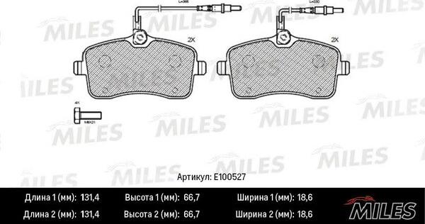 Miles E100527 - Комплект спирачно феродо, дискови спирачки vvparts.bg