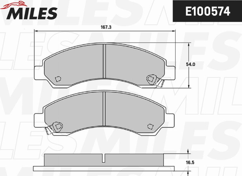 Miles E100574 - Комплект спирачно феродо, дискови спирачки vvparts.bg