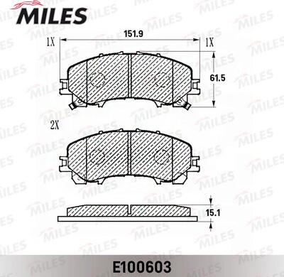 Miles E100603 - Комплект спирачно феродо, дискови спирачки vvparts.bg