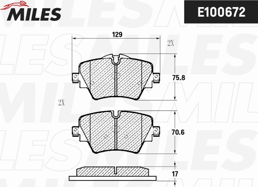 Miles E100672 - Комплект спирачно феродо, дискови спирачки vvparts.bg