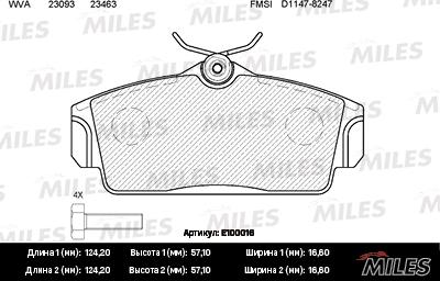 Miles E100016 - Комплект спирачно феродо, дискови спирачки vvparts.bg