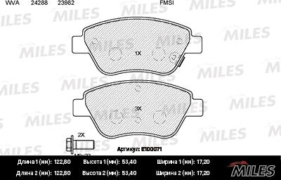 Miles E100071 - Комплект спирачно феродо, дискови спирачки vvparts.bg