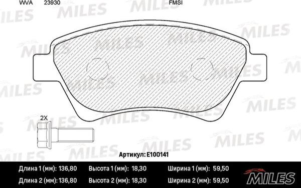 Miles E100141 - Комплект спирачно феродо, дискови спирачки vvparts.bg