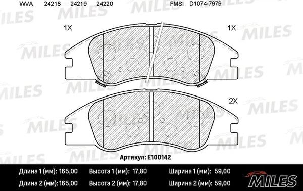 Miles E100142 - Комплект спирачно феродо, дискови спирачки vvparts.bg