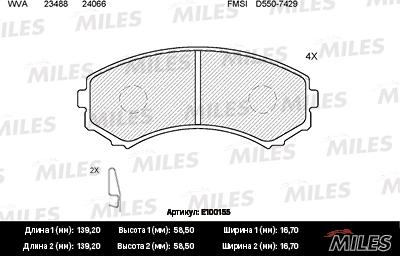 Miles E100155 - Комплект спирачно феродо, дискови спирачки vvparts.bg