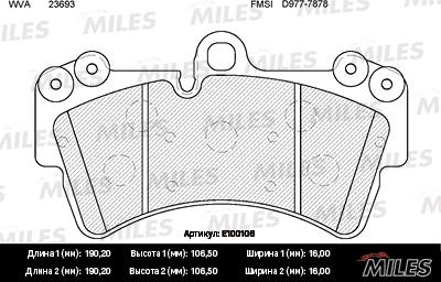 Miles E100106 - Комплект спирачно феродо, дискови спирачки vvparts.bg