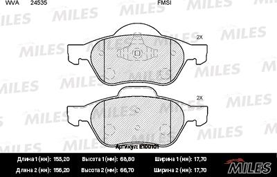 Miles E100101 - Комплект спирачно феродо, дискови спирачки vvparts.bg