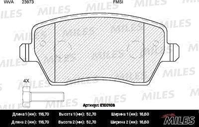 Miles E100108 - Комплект спирачно феродо, дискови спирачки vvparts.bg