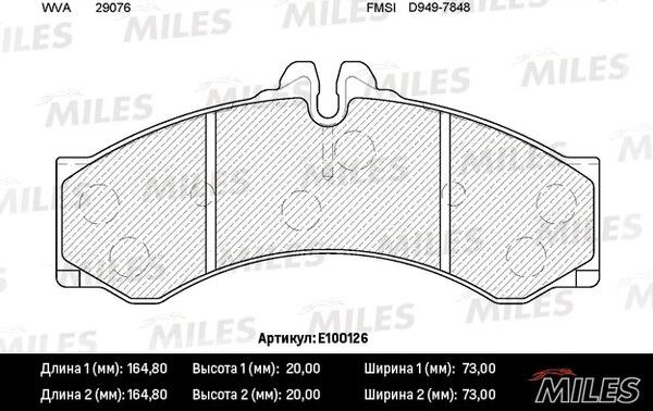 Miles E100126 - Комплект спирачно феродо, дискови спирачки vvparts.bg