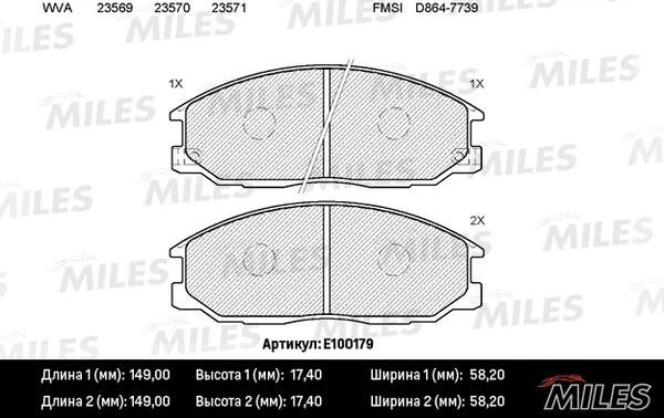 Miles E100179 - Комплект спирачно феродо, дискови спирачки vvparts.bg