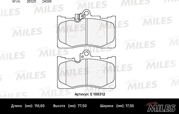 Miles E100312 - Комплект спирачно феродо, дискови спирачки vvparts.bg