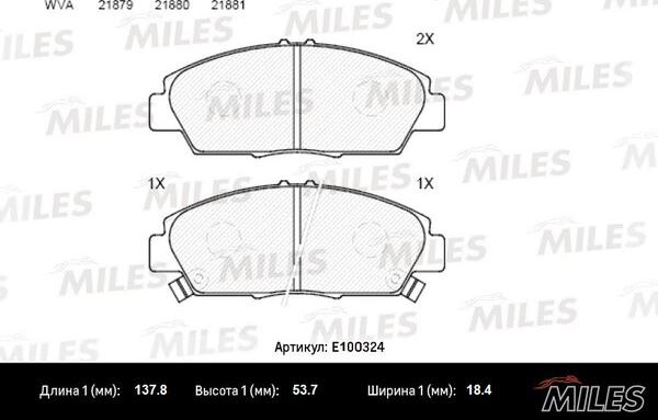 Miles E100324 - Комплект спирачно феродо, дискови спирачки vvparts.bg