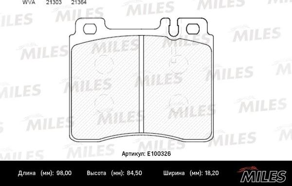 Miles E100326 - Комплект спирачно феродо, дискови спирачки vvparts.bg