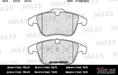 Miles E100323 - Комплект спирачно феродо, дискови спирачки vvparts.bg