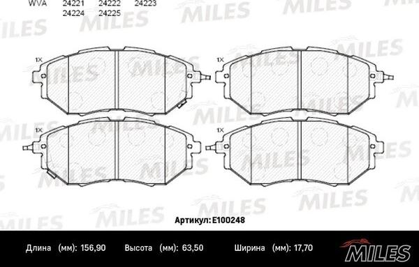 Miles E100248 - Комплект спирачно феродо, дискови спирачки vvparts.bg