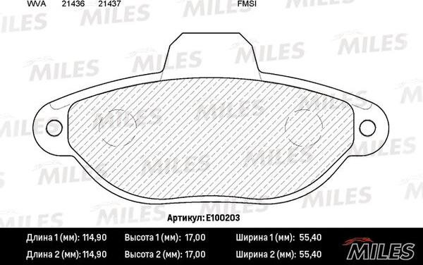 Miles E100203 - Комплект спирачно феродо, дискови спирачки vvparts.bg