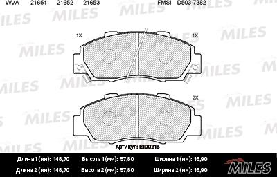 Miles E100218 - Комплект спирачно феродо, дискови спирачки vvparts.bg