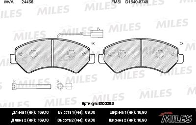 Miles E100283 - Комплект спирачно феродо, дискови спирачки vvparts.bg