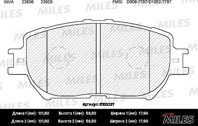 Miles E100227 - Комплект спирачно феродо, дискови спирачки vvparts.bg