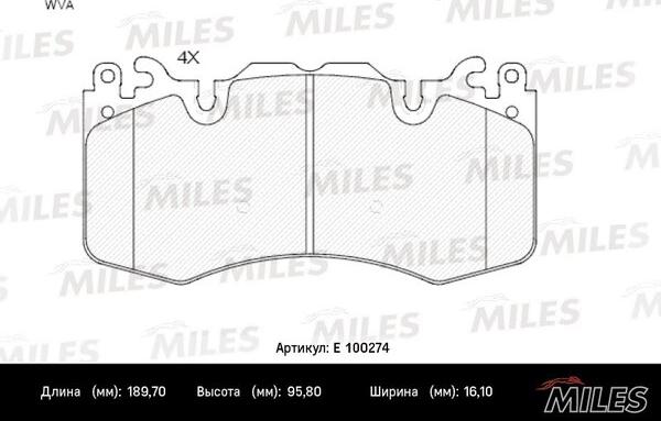 Miles E100274 - Комплект спирачно феродо, дискови спирачки vvparts.bg